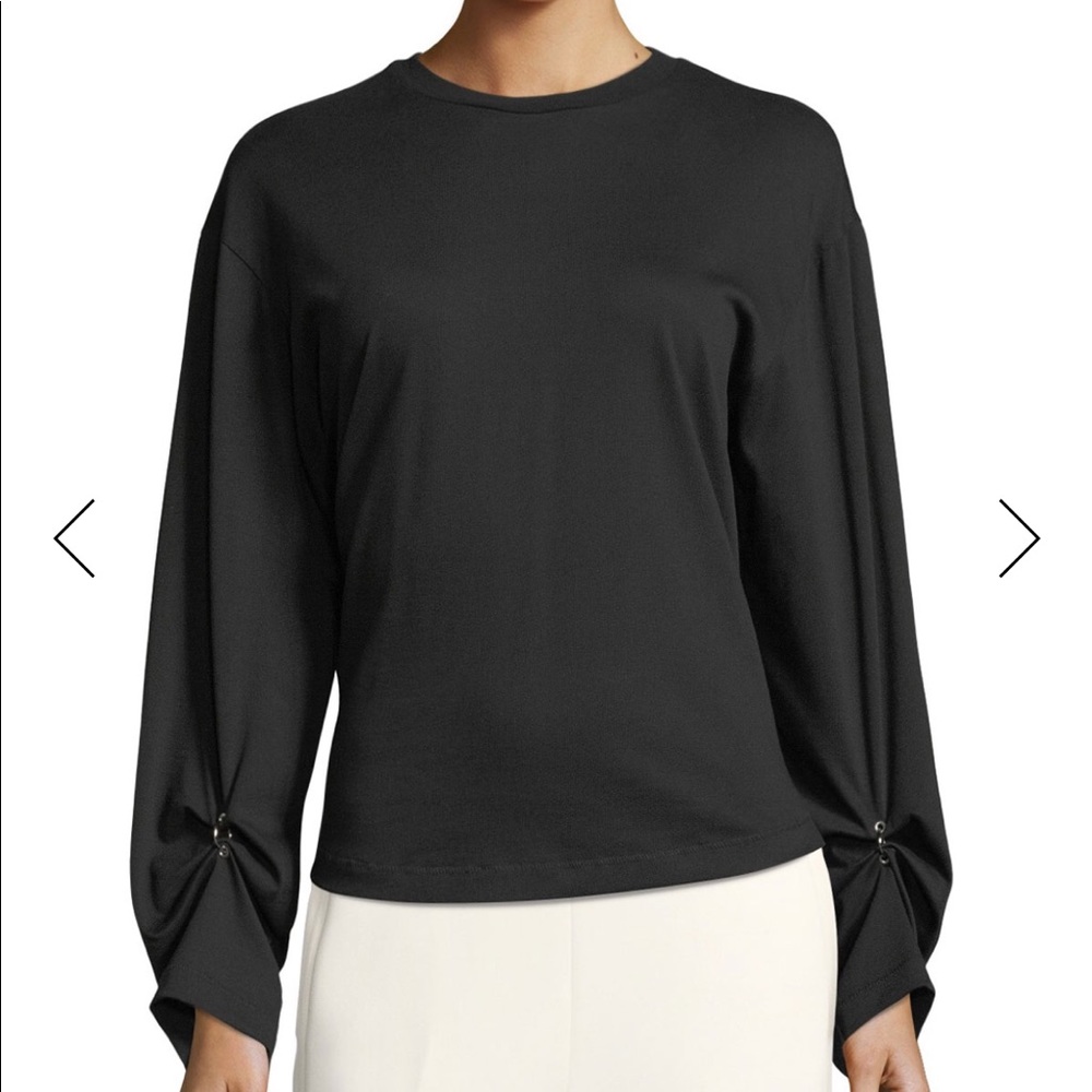 3.1‎ PHILLIP LIM LONG-SLEEVE SPLIT-BACK COTTON TOP